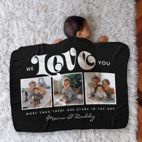 Modern Black Family Photo Collage Nursery Baby Blanket