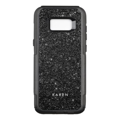 Modern Black Faux Glitter Monogram D4 OtterBox Commuter Samsung Galaxy S8+ Case