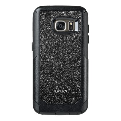 Modern Black Faux Glitter Monogram D5 OtterBox Samsung Galaxy S7 Case