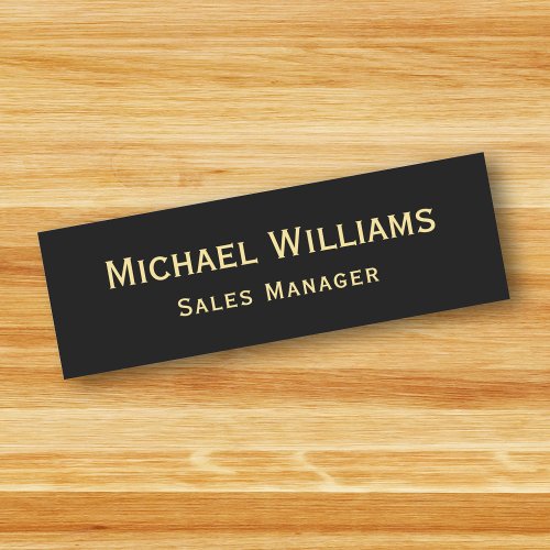 Modern Black Faux Gold Employee Business Office ID Name Tag