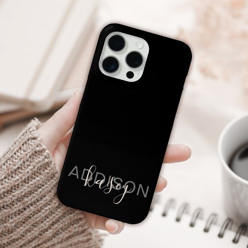 Modern Black Feminine Script Custom Name iPhone 15 Pro Max Case