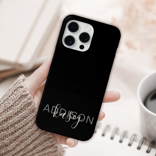 Modern Black Feminine Script Custom Name Case-Mate iPhone Case (Creator Uploaded)