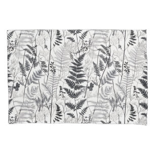 Modern black fern pattern pillow case
