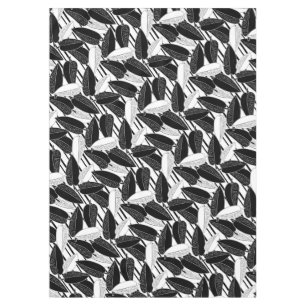 Modern black ficus leaves abstract striped print p tablecloth