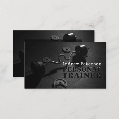 Modern black fitness personal trainer workout business card