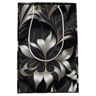 Modern Black Floral Gift Bag
