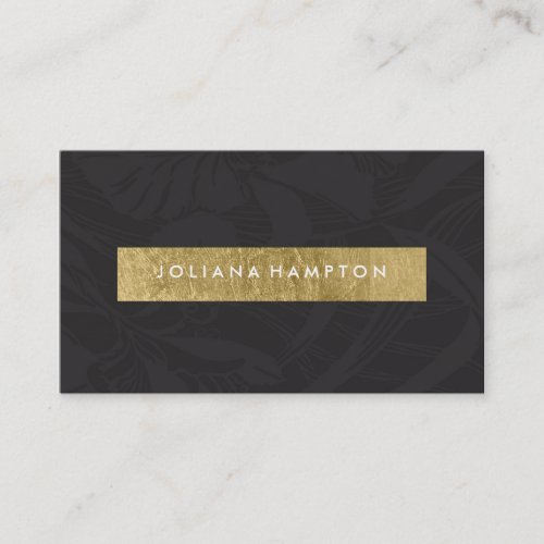 Modern Black Floral Gold Foil Luxe Business Card