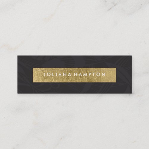 Modern Black Floral Gold Foil Luxe Business Card