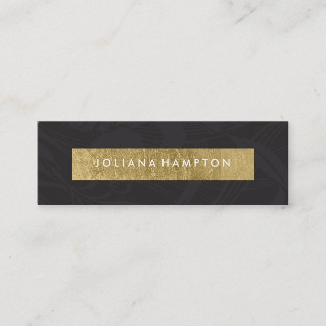 Modern Black Floral Gold Foil Luxe Business Card (Front)