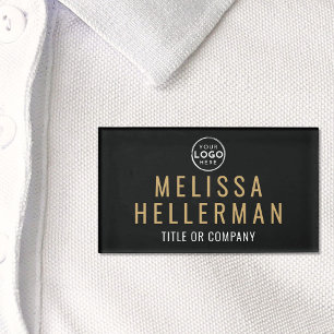 Modern Black Fold Business Logo Name Tag