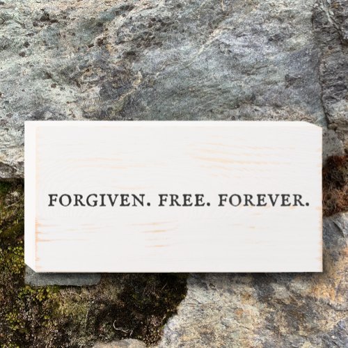Modern Black Forgiven Free Forever Personalize Wooden Box Sign