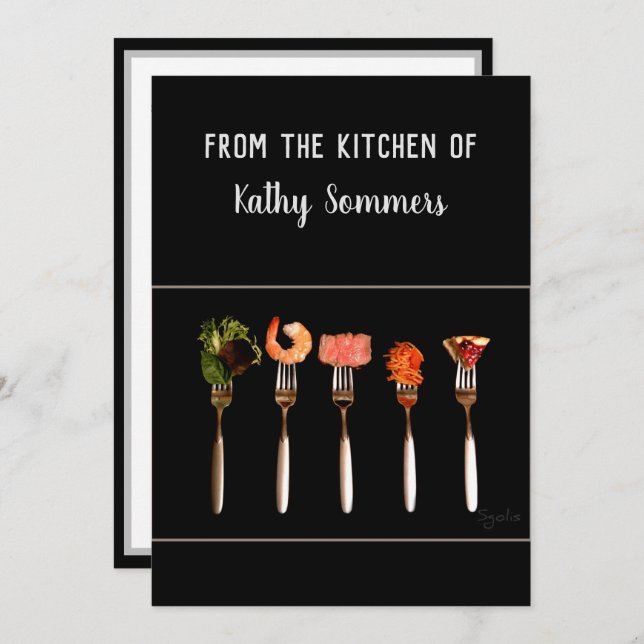 Modern Black Forks / Kitchen Recipe Card (Front/Back)