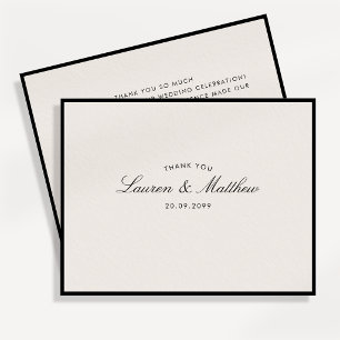 Modern Black Frame Ivory Wedding Thank You Card