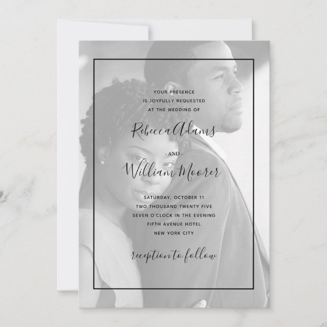 Modern Black Frame | Photo Overlay Wedding Invitation (Front)