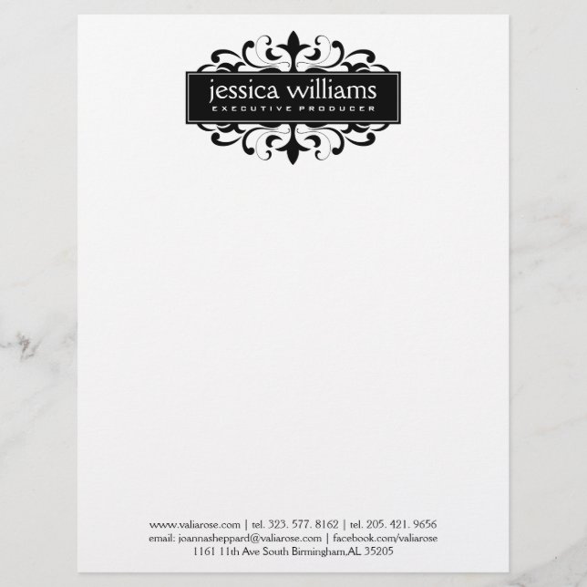 Modern Black Frame Vintage Accents Letterhead (Front)