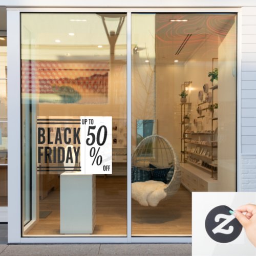 Modern black Friday sale sign store window clings