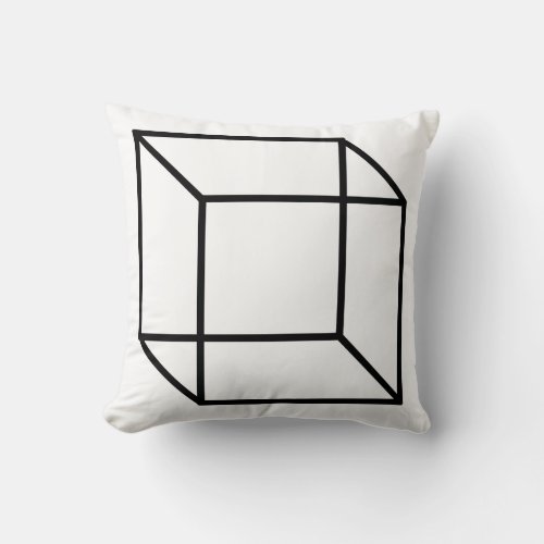 Modern Black Geometric Cube Outline Throw Pillow