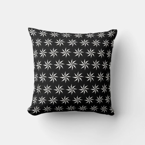 Modern Black Geometric Floral Pattern Throw Pillow