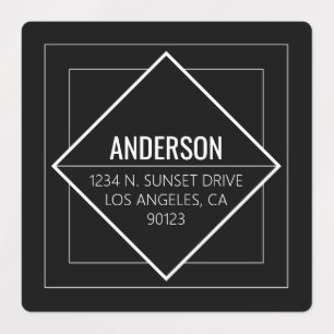 Modern Black Geometric Return Address Labels