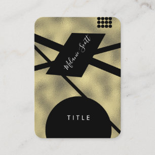 Modern Black Geometrical Shapes Faux Gold Business Card