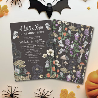 Modern Black Ghosts Coed Halloween Baby Shower Invitation