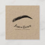 Modern black glam eyebrow eyelash extensions kraft square business card