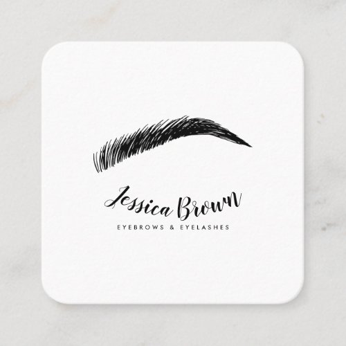 Modern black glam eyebrow eyelash extensions name square business card