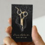 Modern Black Glitter Gold Scissor Hair Stylist Business Card