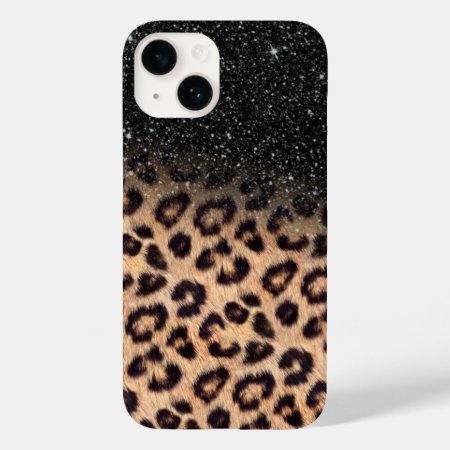 Modern Black Glitter Leopard Pattern Ombre Case-mate Iphone 14 Case