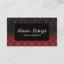 Modern Black Glitter Lux Red Quilted Beauty Salon Business Card