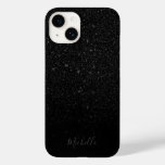 Modern Black Glitter Minimalist Custom Name Case-mate Iphone 14 Case at Zazzle