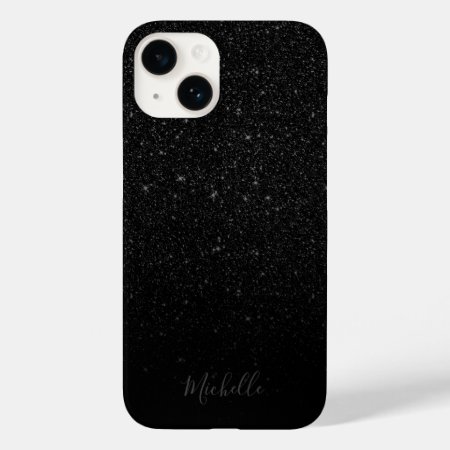 Modern Black Glitter Minimalist Custom Name Case-mate Iphone 14 Case