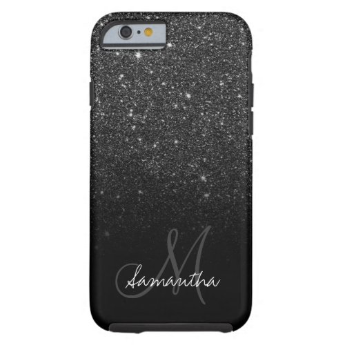 Modern black glitter ombre block personalized tough iPhone 6 case