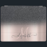 Modern Black Glitter Ombre Rose Gold iPad Smart Cover<br><div class="desc">Elegant black glitter ombre on a rose gold background. An elegant and sophisticated design.</div>