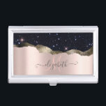 Modern Black Glitter Rose Gold Monogram    Business Card Case<br><div class="desc">Modern black glitter on a rose gold background. An elegant and sophisticated design. The perfect romantic gift idea for her on any occasion.</div>