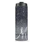 Modern Black Glitter Sparkles Personalized Name