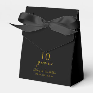 Modern Black & Gold 10th Wedding Anniversary Party Favor Boxes
