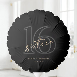 Modern Black Gold 16th Birthday Balloon