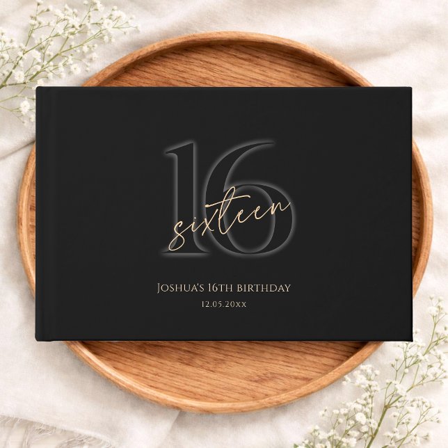 Modern Black Gold 16th Birthday Guest Book (Modern Black Gold 16th Birthday Guest Book)