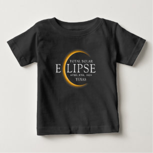 Modern Black & Gold 2024 Texas Total Solar Eclipse Baby T-Shirt