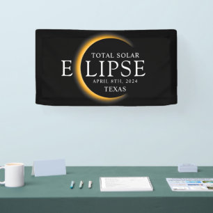 Modern Black & Gold 2024 Texas Total Solar Eclipse Banner