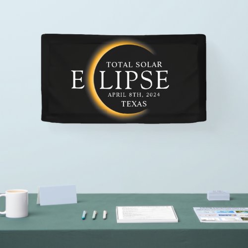 Modern Black  Gold 2024 Texas Total Solar Eclipse Banner