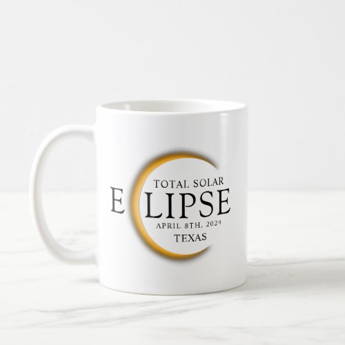 Modern Black  Gold 2024 Texas Total Solar Eclipse Coffee Mug
