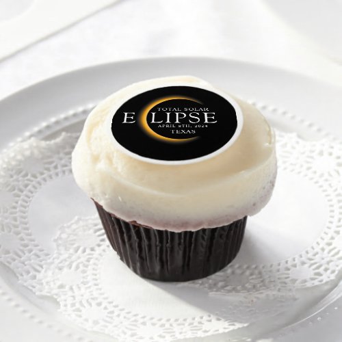 Modern Black  Gold 2024 Texas Total Solar Eclipse Edible Frosting Rounds