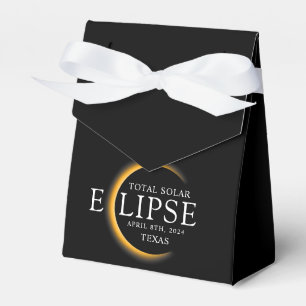 Modern Black & Gold 2024 Texas Total Solar Eclipse Favor Boxes