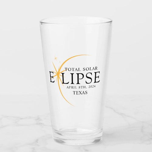 Modern Black  Gold 2024 Texas Total Solar Eclipse Glass