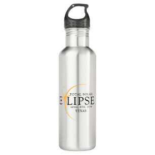 Modern Black & Gold 2024 Texas Total Solar Eclipse Stainless Steel Water Bottle