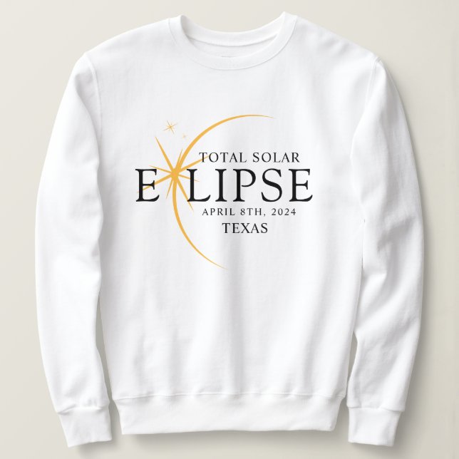 Modern Black & Gold 2024 Texas Total Solar Eclipse Sweatshirt (Design Front)