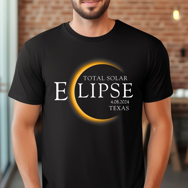 Modern Black & Gold 2024 Texas Total Solar Eclipse T-Shirt (Creator Uploaded)