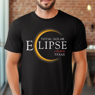 Modern Black & Gold 2024 Texas Total Solar Eclipse T-Shirt
